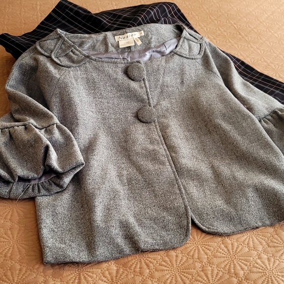 Vintage - Neslay Gray Tweed Short Jacket , Size L, VTG, EUC - Picture 4 of 15